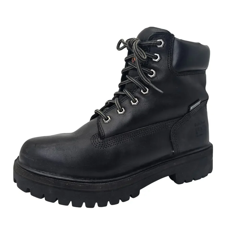 Timberland Pro Black Leather Work Boots Waterproof ASTM Insulated 200g Men's 8M
